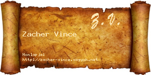 Zacher Vince névjegykártya